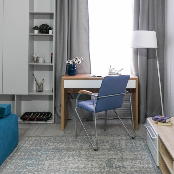 Стул Самба, синяя ткань, каркас - серебро - фото покупателей 1