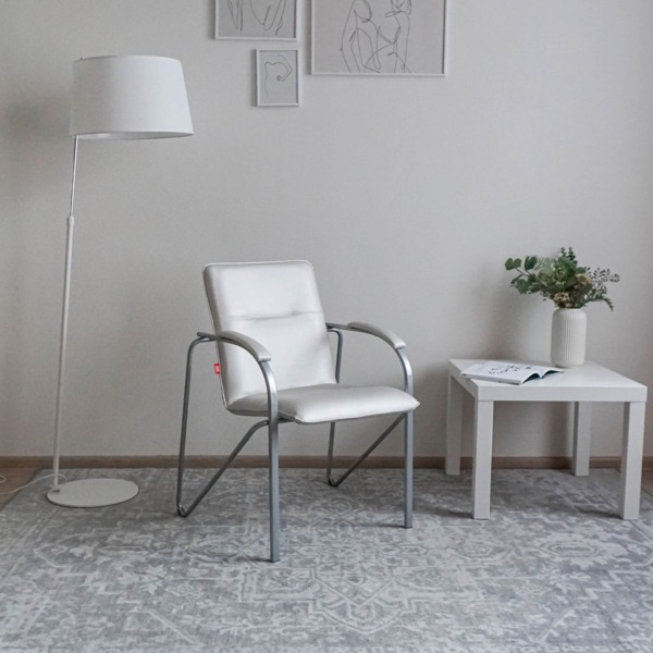 Стул Самба, кожзам Galaxy New White, гальваника, подлокотники бук, под лак - фото покупателей 4