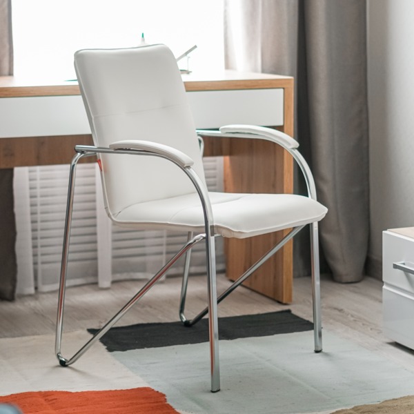 Стул Самба, кожзам Galaxy New White, гальваника, подлокотники бук, под лак - фото покупателей 8