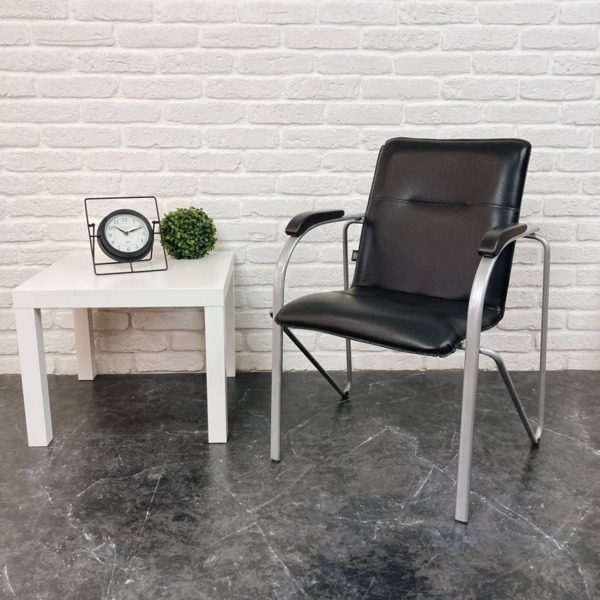 Стул Самба, экокожа BLACK, каркас хром, подлокотники бук старинный орех - фото покупателей 2