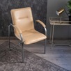 Стул Самба, кожзам Nitro Beige, каркас гальваника, подлокотники бук, под лак - миниатюра фото покупателей 16