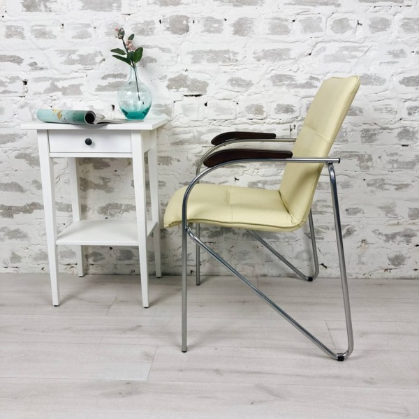 Стул Самба, кожзам Nitro Beige, каркас хром гальваника, подлокотники светлый орех - фото покупателей 8