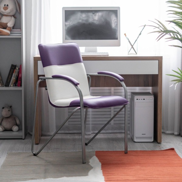 Стул Самба М, темно-фиолетовый/белый, каркас - серебро - фото покупателей 1