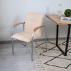Стул Самба, кожзам Nitro Beige, каркас серебро, подлокотники светлый орех - миниатюра фото покупателей 3