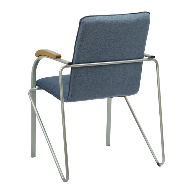 Стул Самба, синяя ткань, каркас - серебро - фото 5