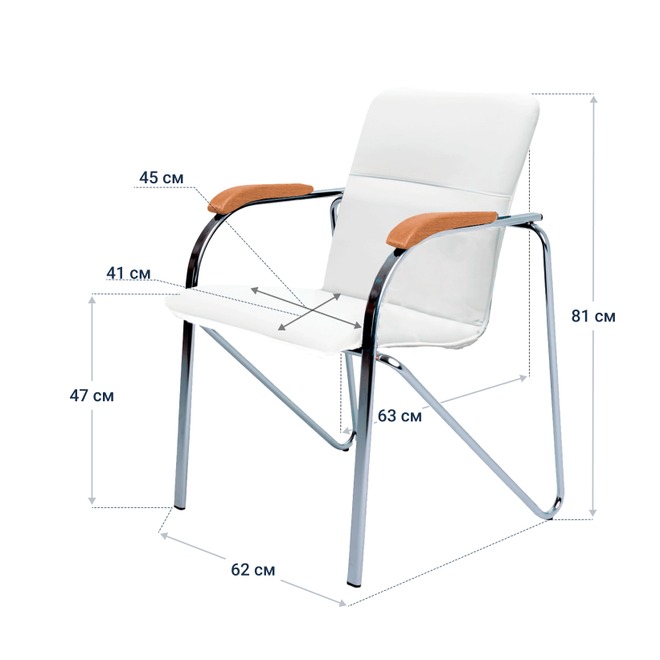 Стул Самба, кожзам Galaxy New White, гальваника, подлокотники бук, под лак - фото 4