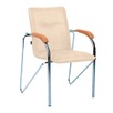 Стул Самба, кожзам Nitro Beige, каркас гальваника, подлокотники бук, под лак - миниатюра фото 1