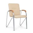 Стул Самба с деревянными подлокотниками, бежевый, хром - фото