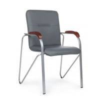 Офисные Стул Самба с деревянными подлокотниками, серый, хром - фото