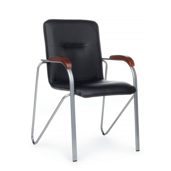 Стул Самба с деревянными подлокотниками, черный, хром - фото 1