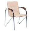 Стул Самба, кожзам Nitro Beige, каркас хром гальваника, подлокотники светлый орех - миниатюра фото 1