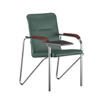 Офисные Стул Самба с пюпитром пластик черный, экокожа grass, каркас серебро - фото