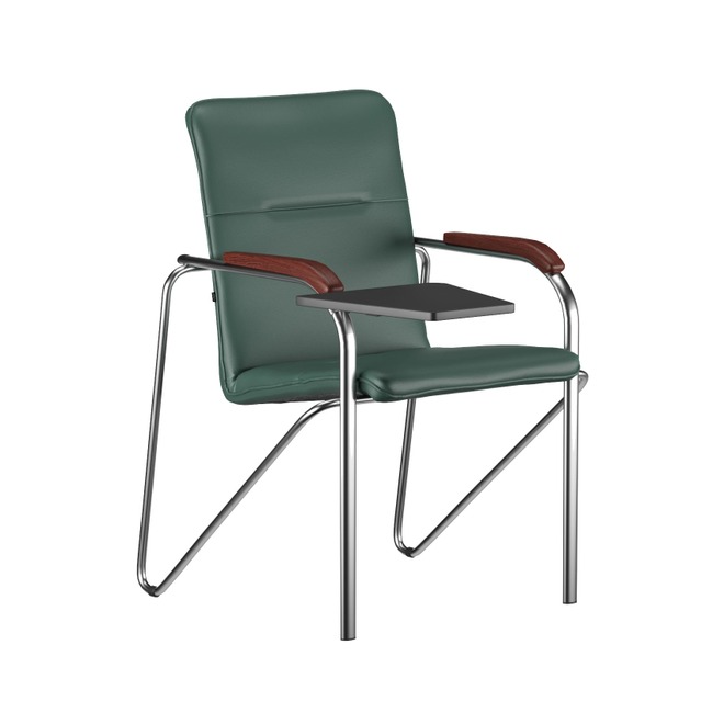 Стул Самба с пюпитром пластик черный, экокожа grass, каркас серебро - фото 1