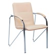 Стул Самба, кожзам Nitro Beige, каркас хром гальваника, подлокотники мягкие - фото