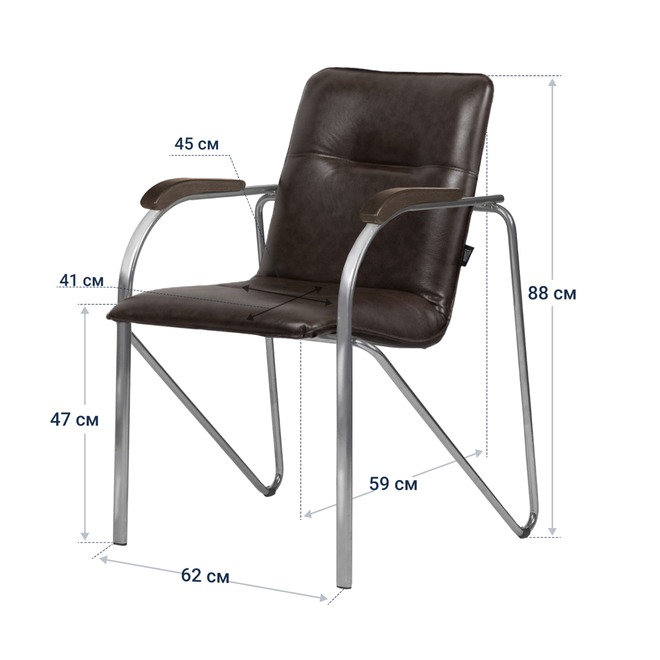 Стул Самба-2, экокожа Space Dark Brown, каркас хром - фото 4
