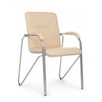 Стул Самба с пластиковыми подлокотниками, бежевый, хром - миниатюра фото 1