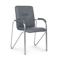 Офисные Стул Самба с мягкими подлокотниками, серый, хром - фото