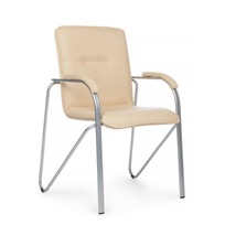 Офисные Стул Самба с мягкими подлокотниками, бежевый, хром - фото