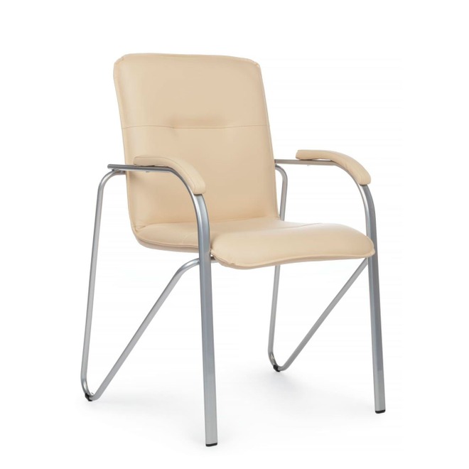 Стул Самба с мягкими подлокотниками, бежевый, хром - фото 1