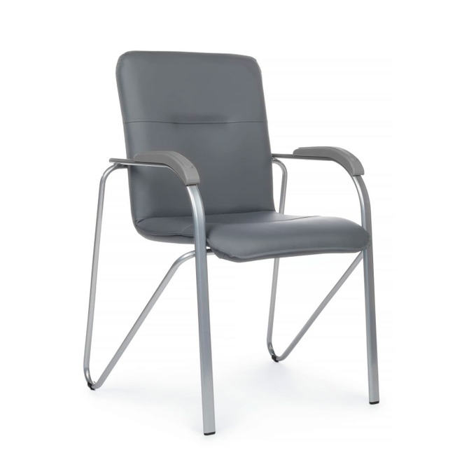 Стул Самба с пластиковыми подлокотниками, серый, хром - фото 1