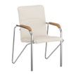 Стул Самба, экокожа Cream, каркас хром, подлокотники бук под лак - фото