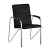 Стул Самба, экокожа Black, каркас хром, подлокотники бук, морилка черная - миниатюра фото 1