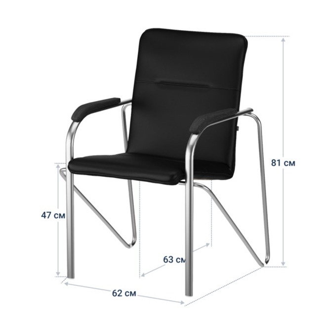 Стул Самба, экокожа Black, каркас хром, подлокотники бук, морилка черная - фото 4